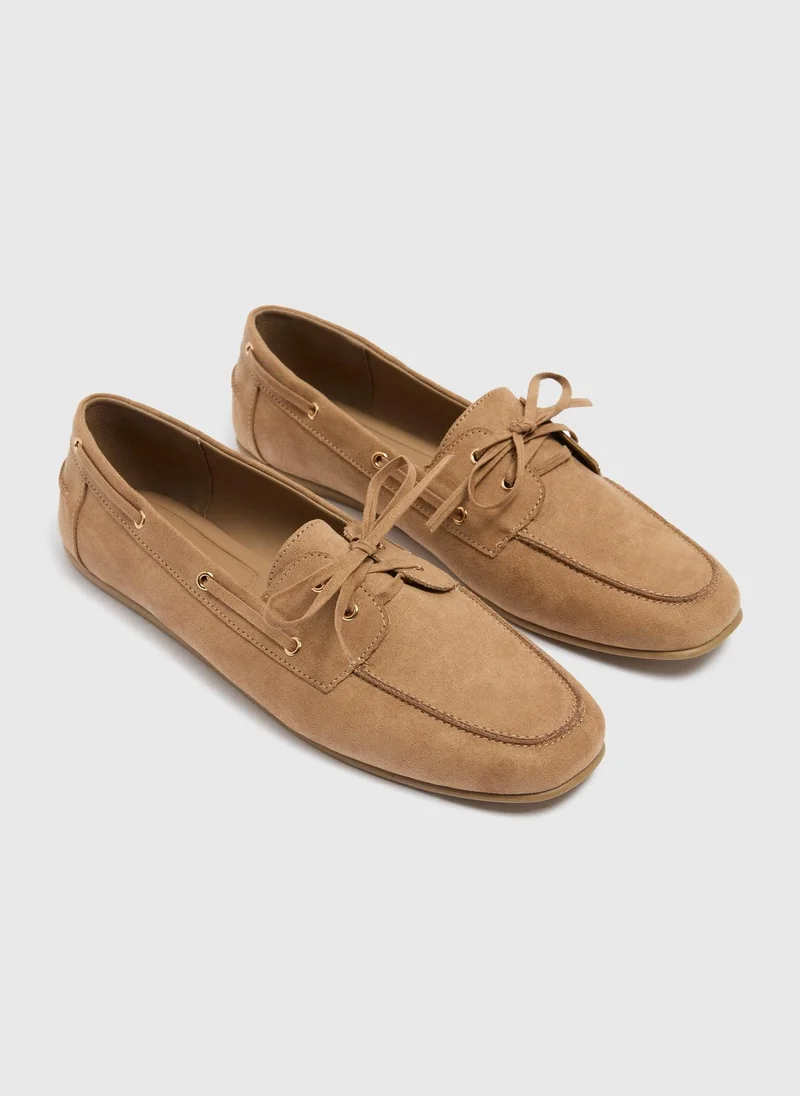 ماتلان Sand Faux Suede Boat Loafers